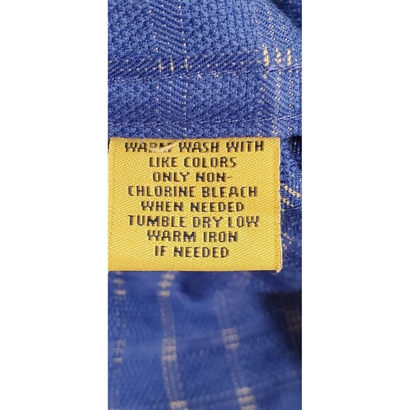 CREMIEUX Premium Denim Men's Shirt Size L Button Up Long Sleeve Blue Plaid - Picture 8 of 8